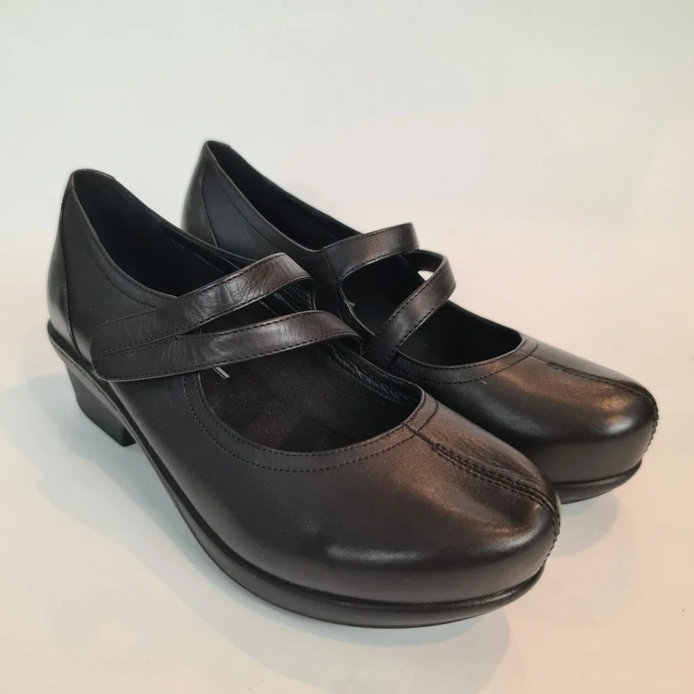 Abeo Cameo 24/7 Womens 9.5 Black Leather Double Strap Mary Jane Pumps Shoes